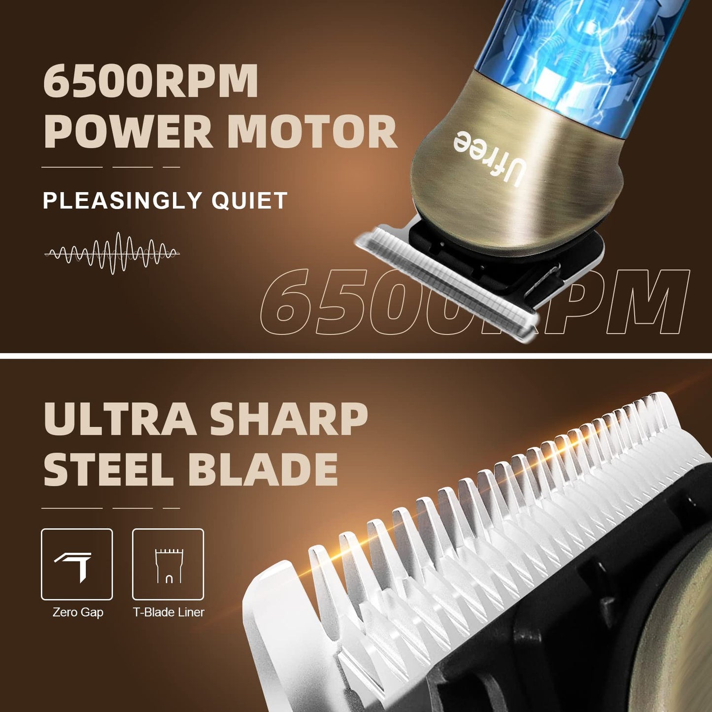 Ufree Beard Trimmer for Men, Electric Razor Shaver, Cordless Hair Clipper Shaving Kit for Mustache Body Nose Ear Hair Facial, Adjustable Beard Grooming Kit Father Birthday Gifts for Men Husband Dad