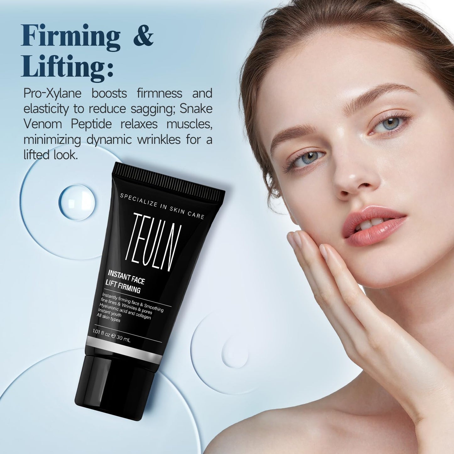 TEULN PDRN Instant Face Lift Cream,Instant Face Tightener, Smoothing Fine Lines, Wrinkles and Pores,Face Tightening and Lifting，Rapidly Improves the Look of Aged Skin for Women & Men