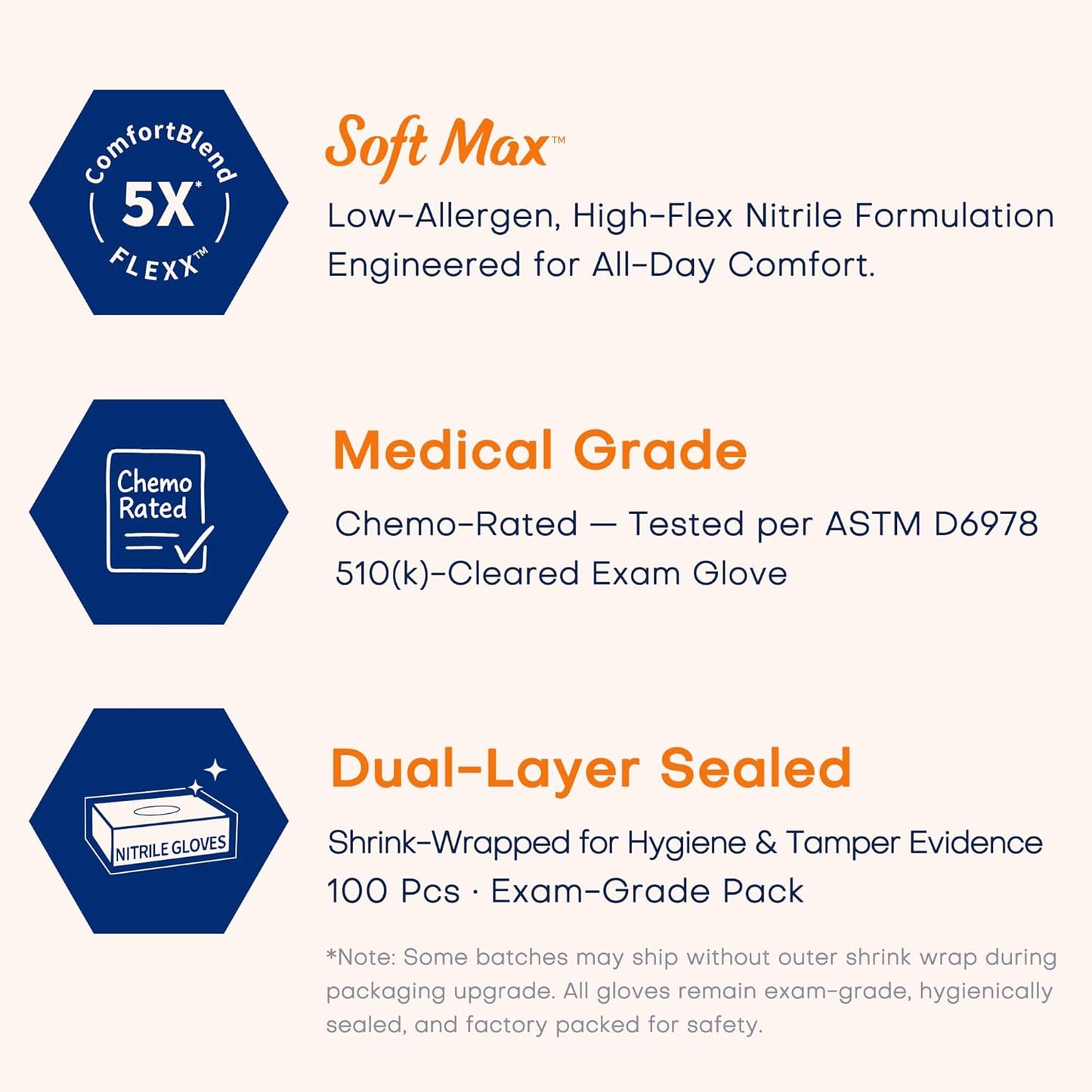 Nitrile Exam Gloves - Soft Max™ Latex-Free, Powder-Free, Disposable | 100 Count, Blue