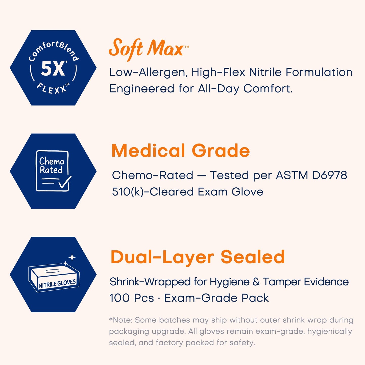 Supmedic Medical Nitrile Exam Gloves, Latex-Free, Powder-Free, Food Safe, Cooking Food Prep, Disposable Gloves, Blue, 100 Pcs (X-Large)