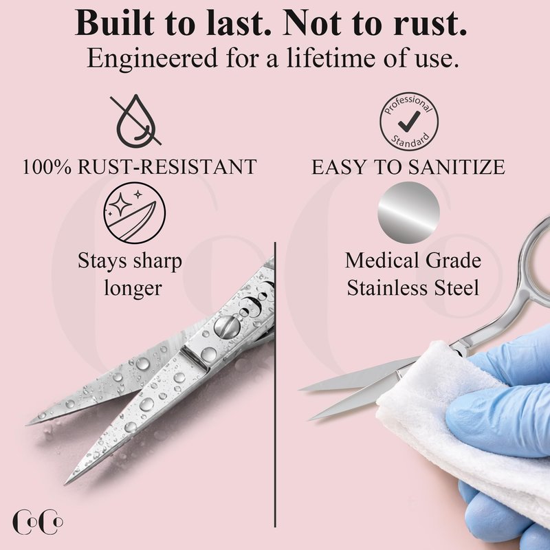 Professional Grooming Scissors for Personal Care Facial Hair Removal and Ear Nose Eyebrow Trimming Stainless Steel Fine Straight Tip Scissors