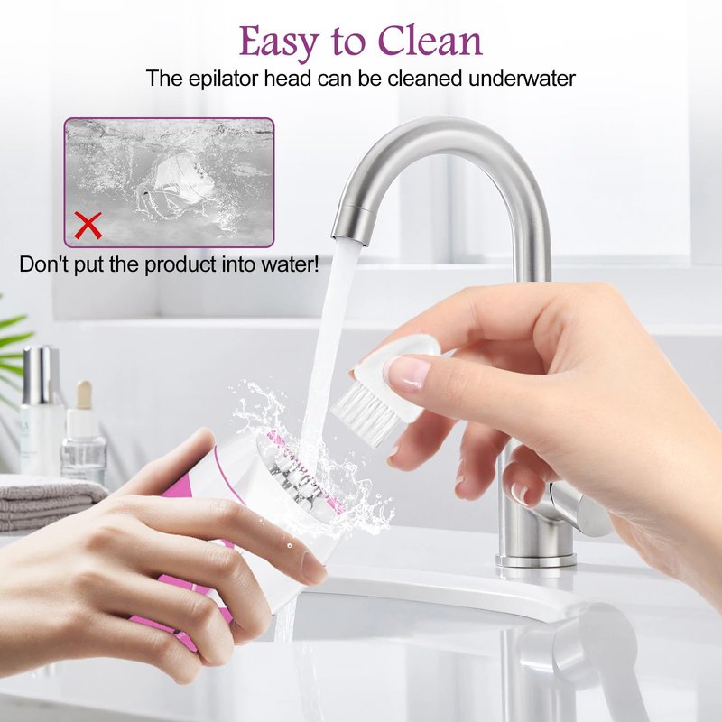 Epilator for Women, Smooth Glide Facial Hair Remover with 2 Speed & LED Light, Rechargeable Cordless Electric Epilator for Face, Bikini, Underarms, Arms, and Legs, Painless & Portable