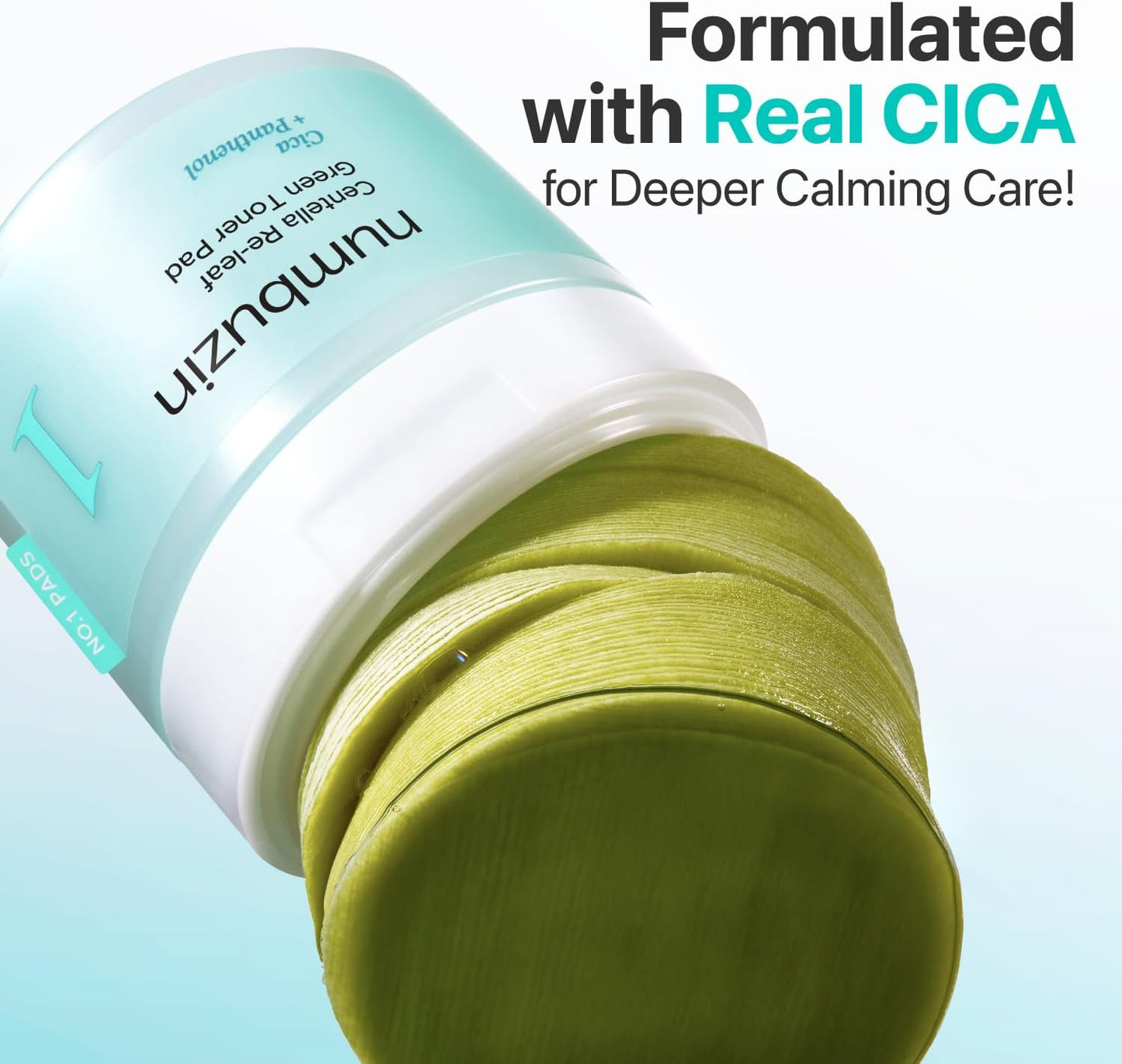 Numbuzin No.1 Toner Pads - Centella Asiatica Calming & Hydrating | 70 Double-Sided Pads, 6.42 fl. oz.