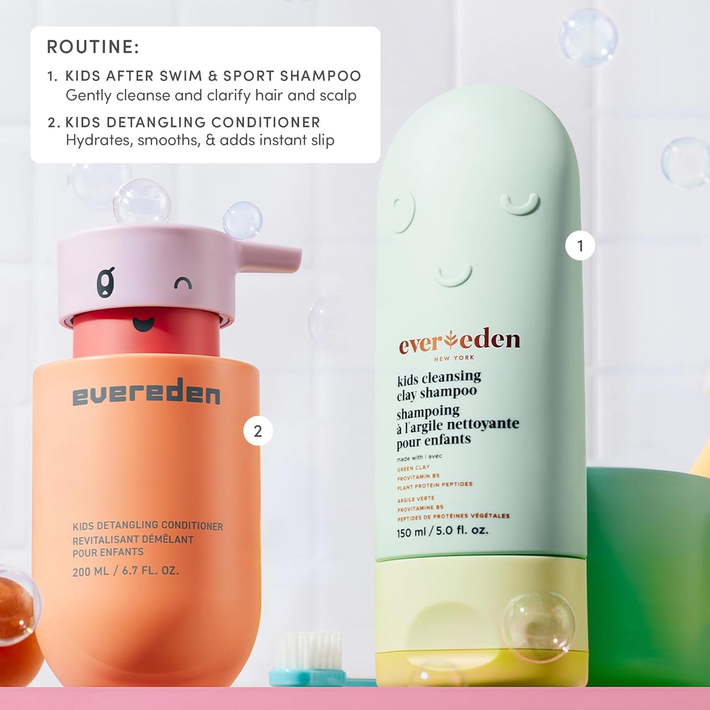 Kids After-Swim & Sports Shampoo - Cleansing Clay Detoxifies Hair & Scalp | Vegan, Dermatologist-Tested, All Hair Types, Ages 3+