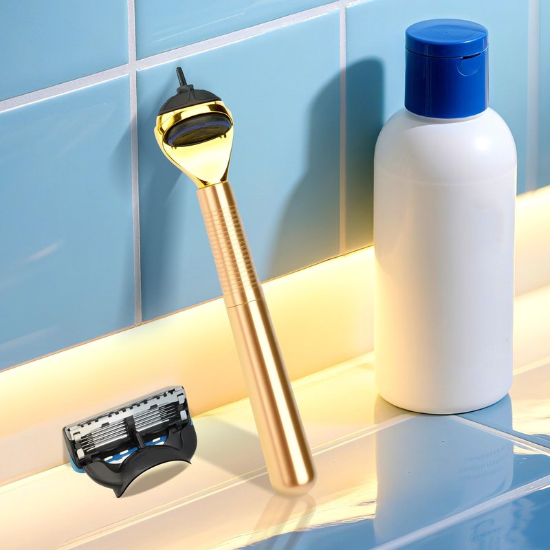 TOCCOOL Metal Razor Handle Replacement, Men's Shaving Razor Handle, Shaver Handle Compatible with Gillette Fusion 5 Proshield & Proglide Blade Refill (Gold)
