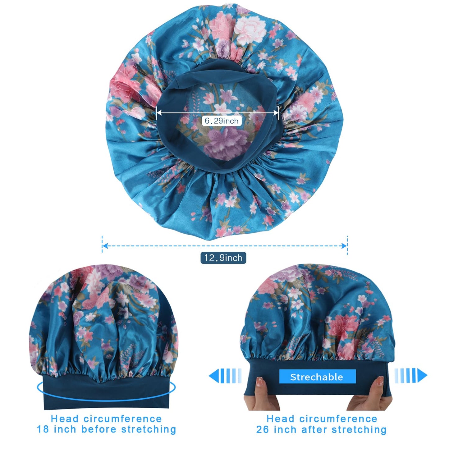 ROYBENS Satin Bonnet for Sleeping, Sleep Bonnets for Women for Curly Hair