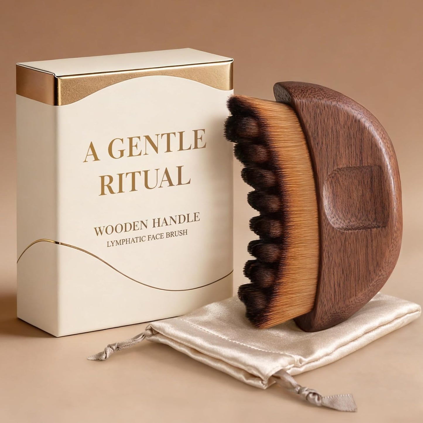 Lymphatic Contour Face Brush Set - Wooden Handle Sculpting Gua Sha & Dry Brushing Tool | Depuff & Lift for Face, Neck, Chin