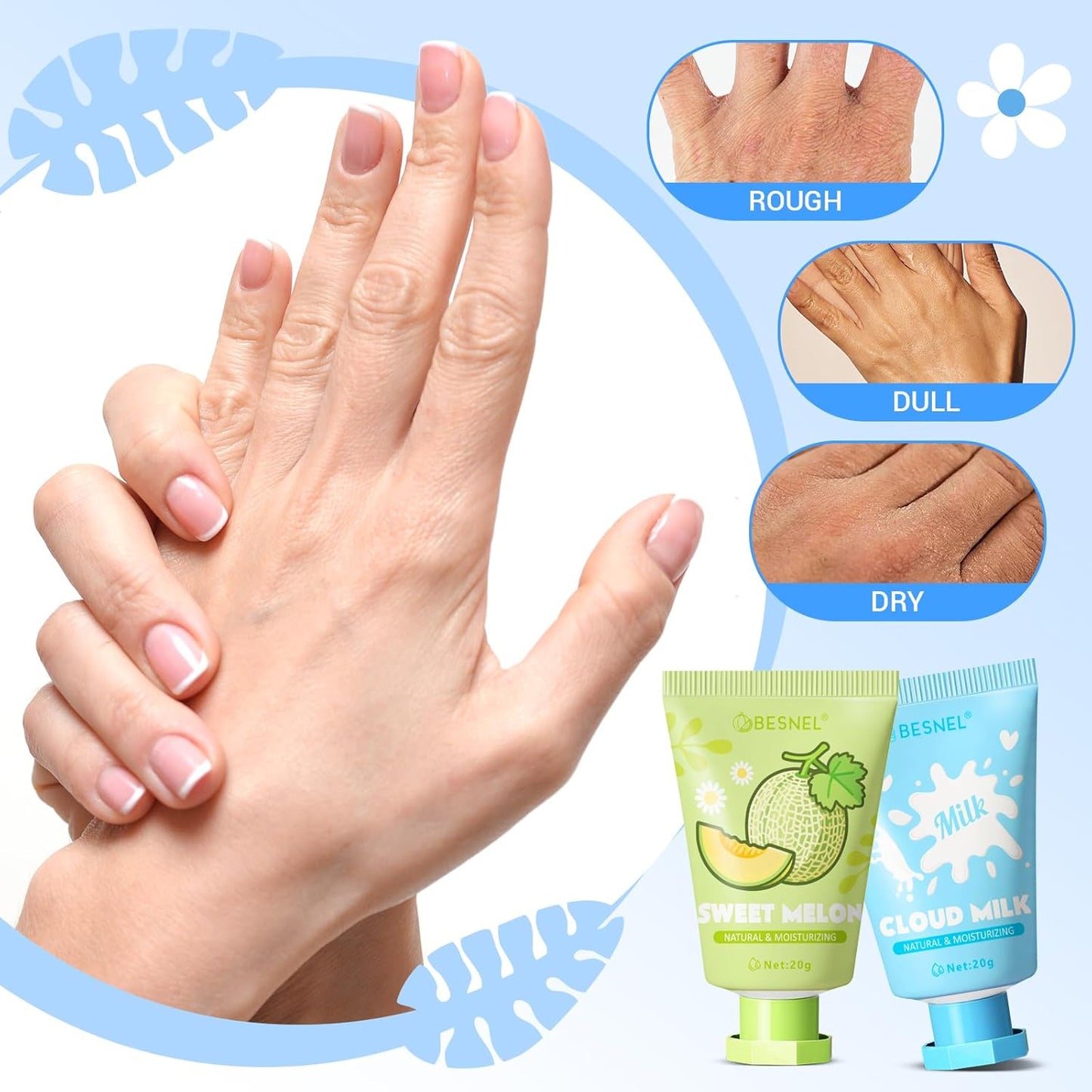 BESNEL 64 Pack Hand Cream Gift Set - Moisturizing Mini Lotions for Dry Hands | Ideal Teacher Appreciation & Birthday Gifts