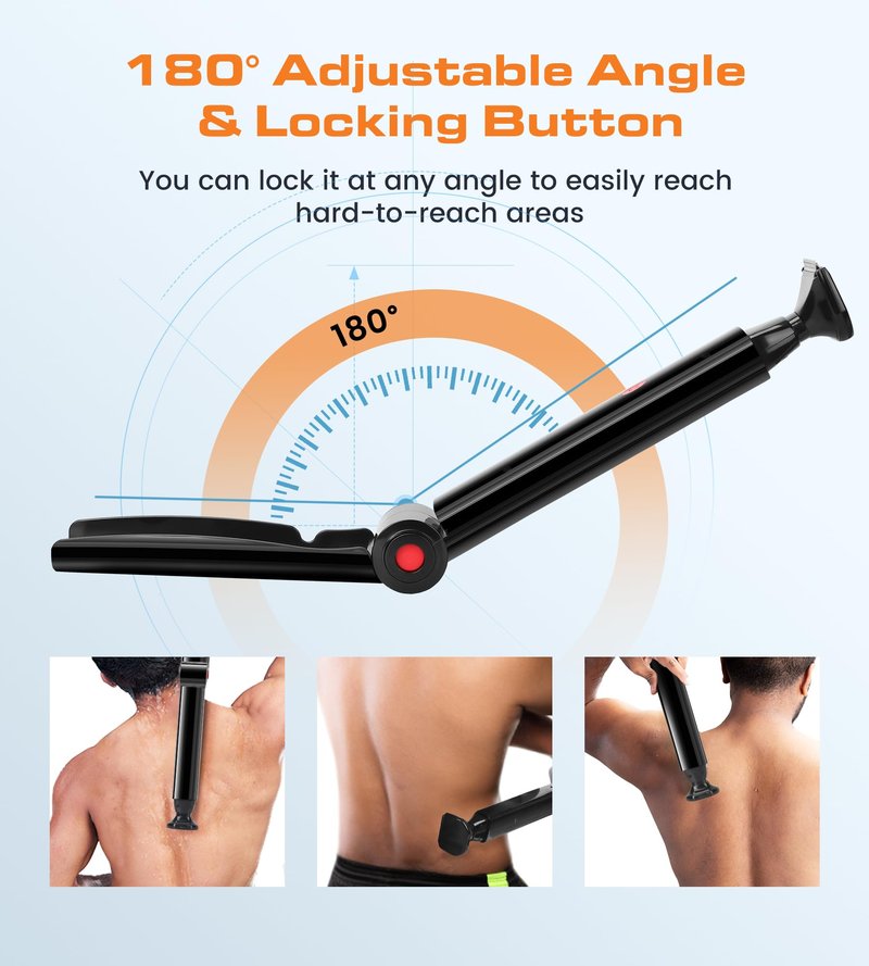 FERRISA Back Shavers for Men, Body Shaver for Men with Long Handle with 2 Shock Absorber Flex Heads, Men's Back Shaver with Facial Razor & 10 Blades