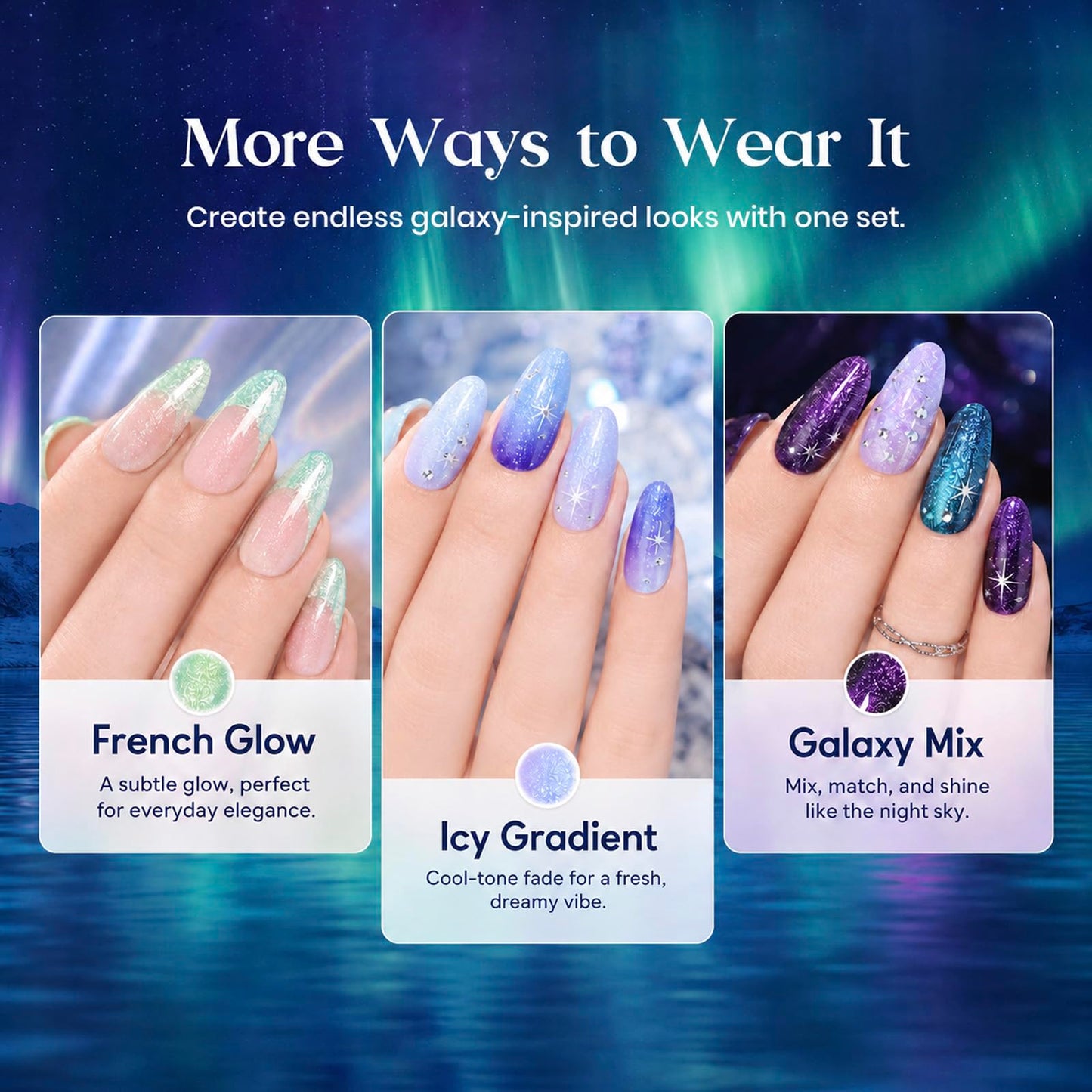 Beetles Glitter Gel Nail Polish Set, Kaleido Galaxy 6 Colors Chameleon Shimmer Gel Polish, Blue Green Purple Sparkle Soak Off UV LED Gel Polish for DIY Nail Art Manicure