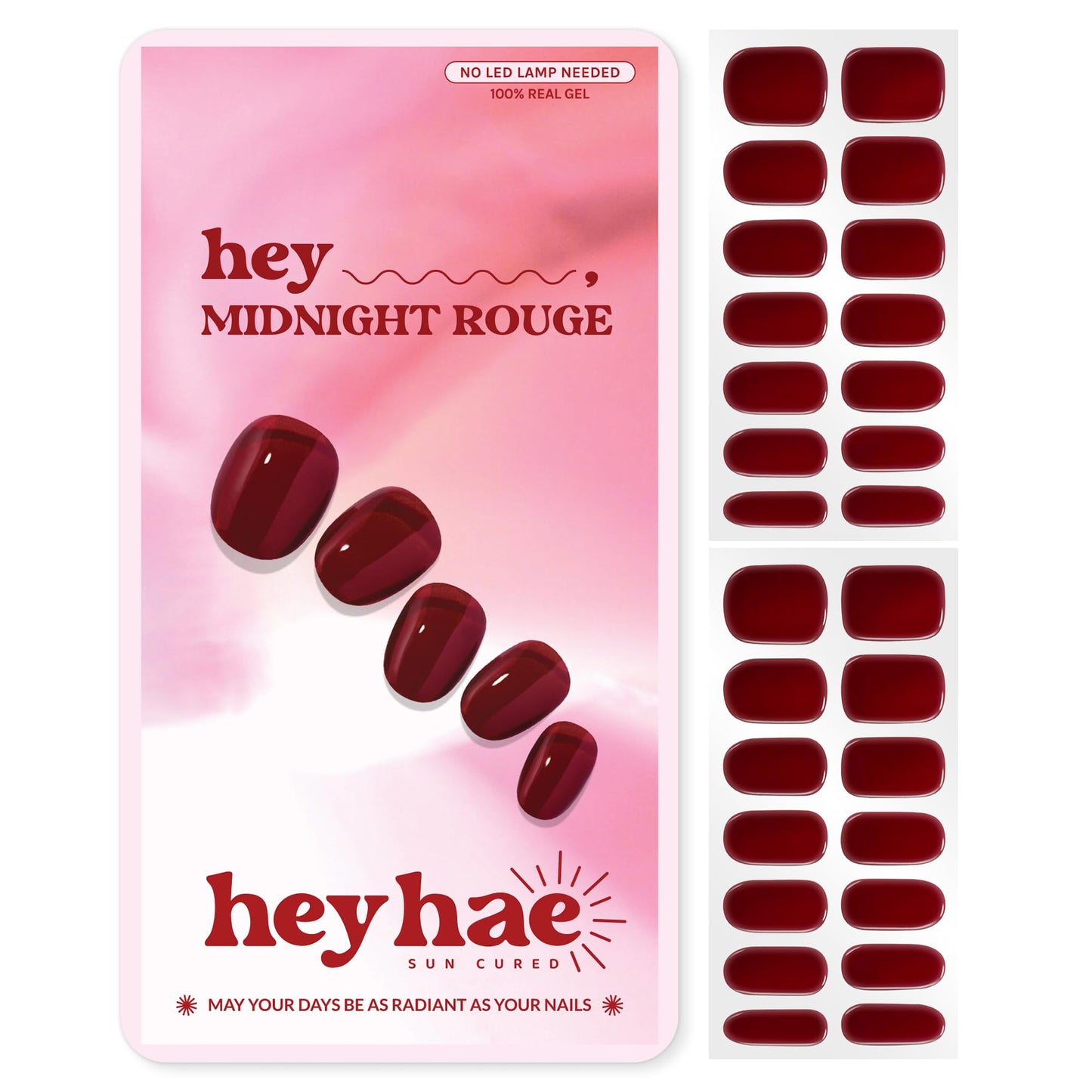 Heyhae Semi Cured Gel Nail Strips No Lamp Needed - Midnight Rouge