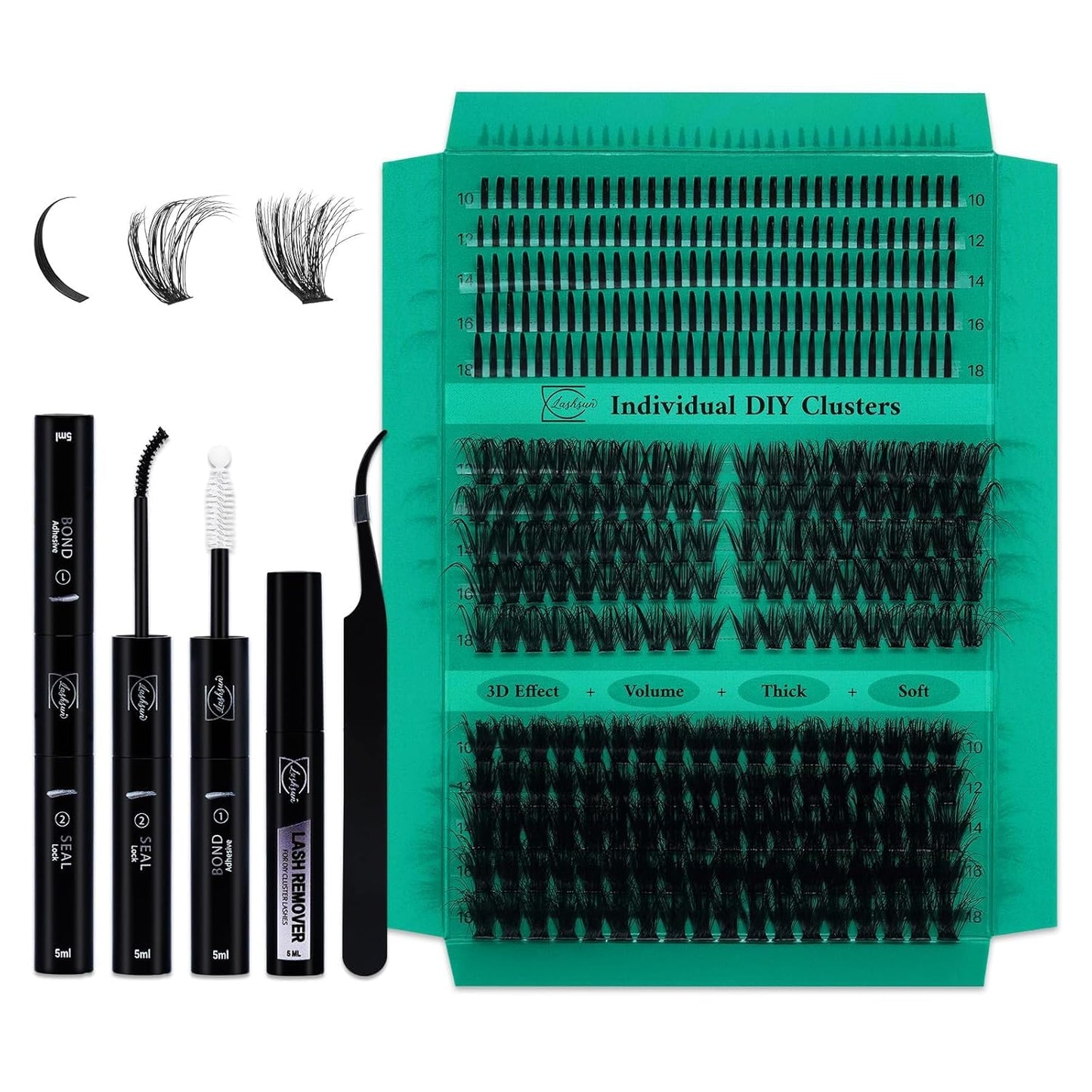 Lash Clusters Kit - 540pcs D Curl Wispy Cluster Lashes | Soft, Comfortable DIY Eyelash Extensions 10-22mm