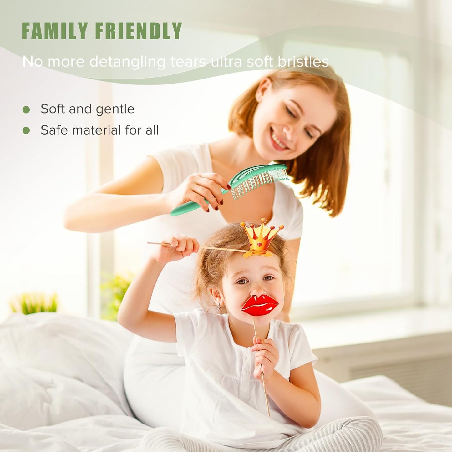 SHINLEA Detangling Hair Brush - Anti-Tangle Spiral Design for Wet & Dry Hair | Suitable for All Hair Types, Green