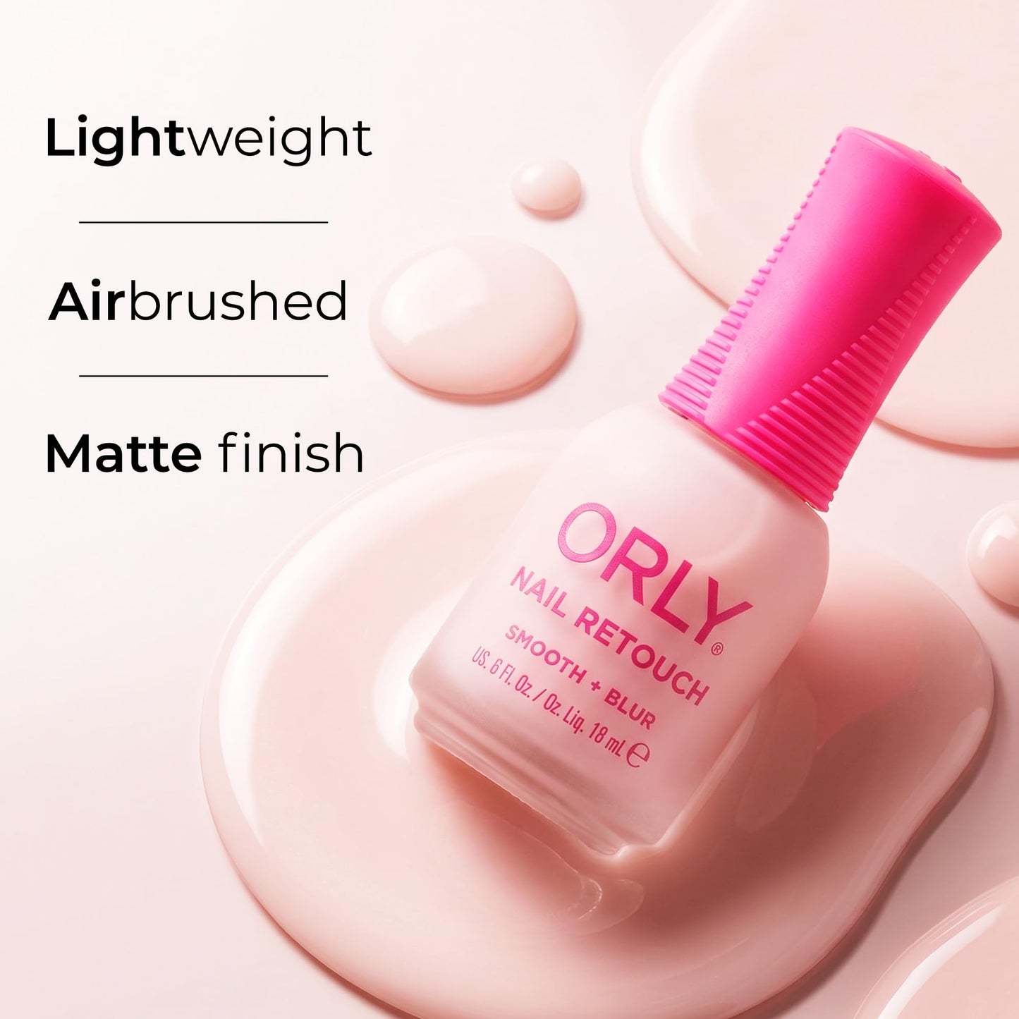 Orly Nail Retouch Smooth + Blur | Nail Perfector for Ridges & Imperfections | Delivers an airbrushed “Photoshop for Your Nails” Effect | Blurs, Smooths & Evens Tone | Matte Finish Base Coat (18 ml)