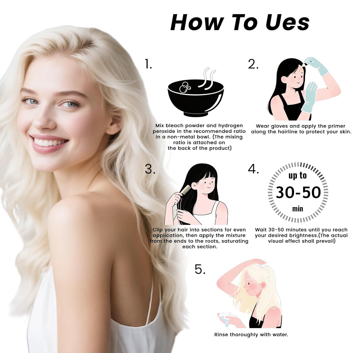 Professional Grade Hair Bleach - Mild Powder for Quick Color Removal & Highlights | 45g (1.5 oz)