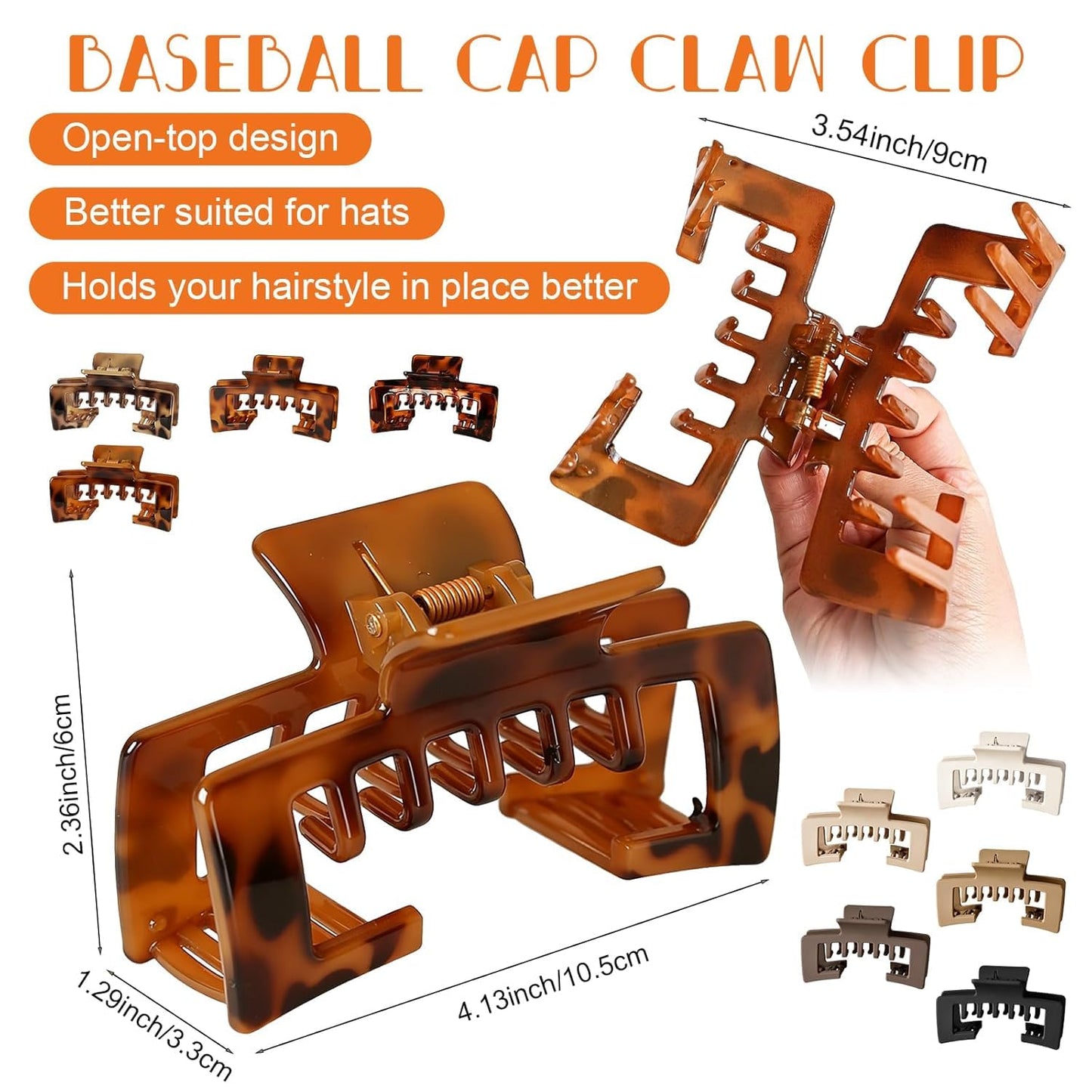 Hat Claw Clips for Women - 4Pcs Non-Slip Trucker Hat Hair Clips | Strong Hold for Thick & Thin Hair