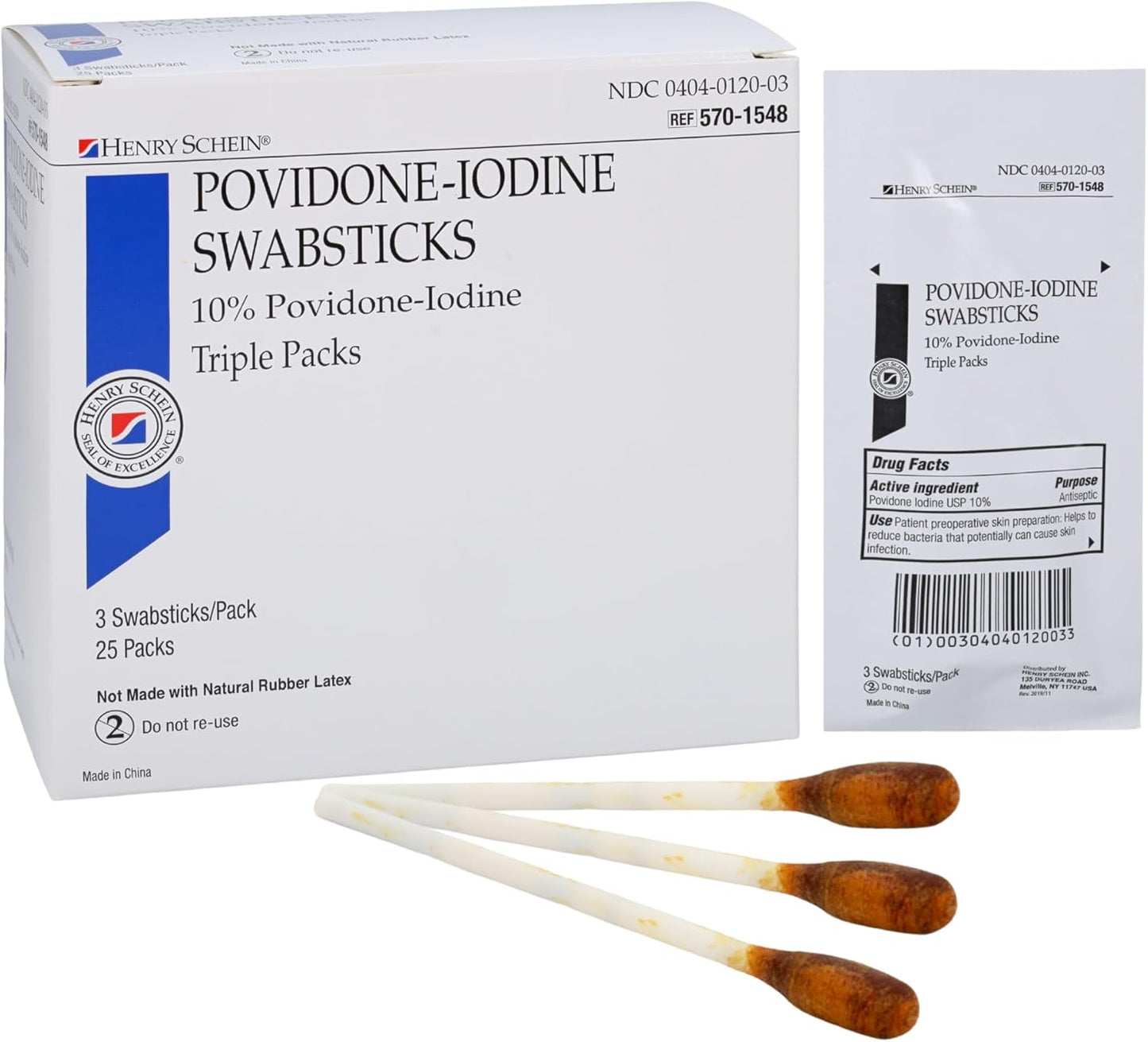 Povidone-Iodine Swabsticks - Sterile Antiseptic Skin Prep | 10% Iodine, Individually Packed, 25 Count
