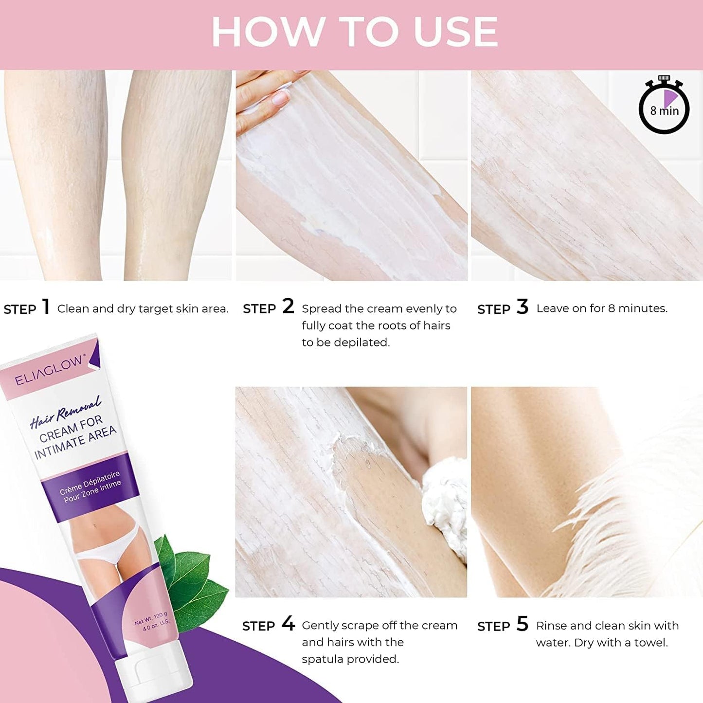 Hair Removal Cream for Women and Men : Sensitive Depilatory Cream for Bikini, Private Areas, Pubic, Body, Legs, and Underarms