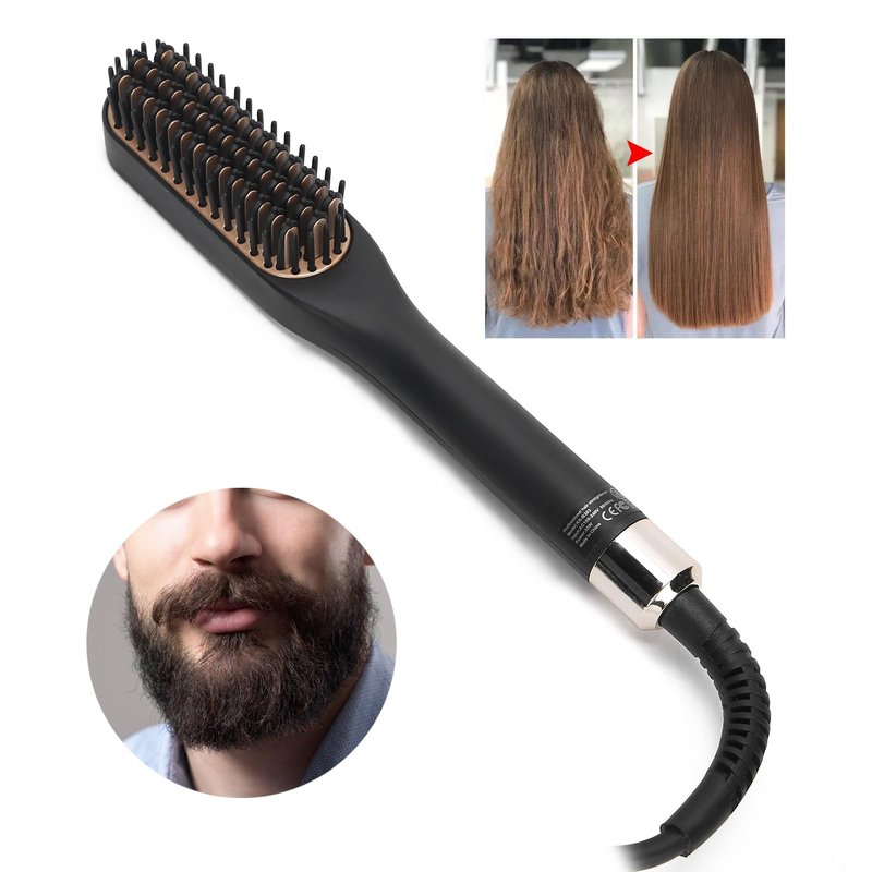 Electric Beard Straightening Comb, Multifunctional Beard Straightener Brush for Men 100‑240V Grooming Gifts for Men (US Plug)