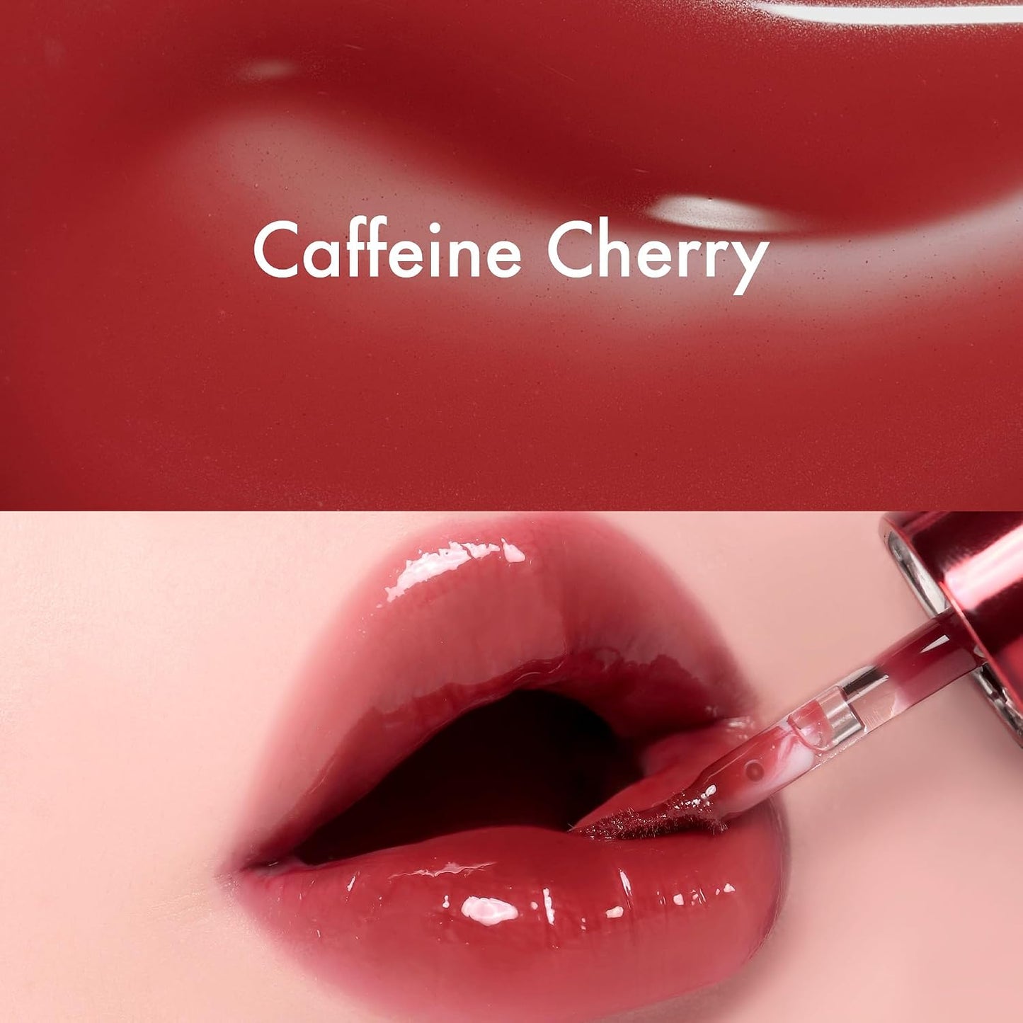 Jel-Fit Tinted Lip Gloss - Caffeine Cherry Ultra Shine Plumping Lip Stain | Hydrating Vegan K-Beauty Tint