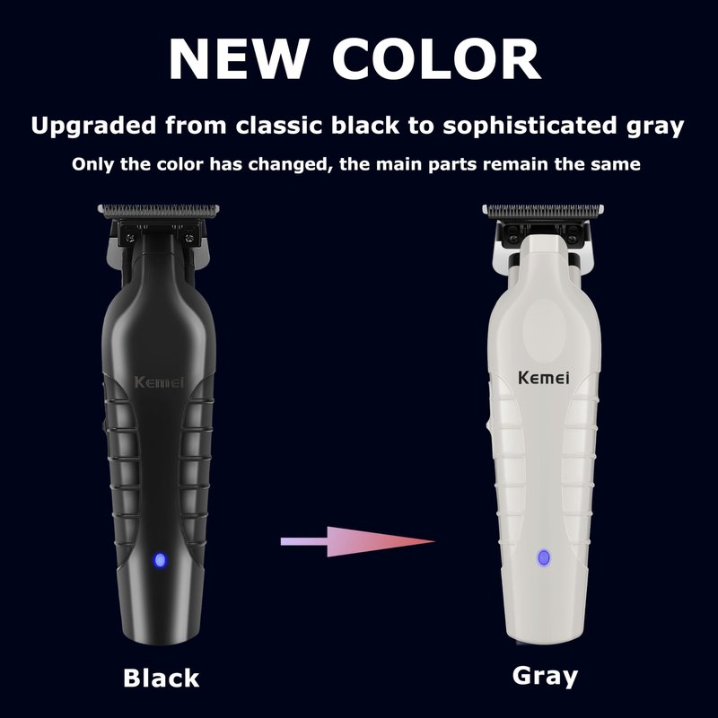 KEMEI PG2299 Beard & Hair Trimmer for Men Professional, Zero Gapped Hair Clippers for Men Cordless Trimmers for Barbers, Gray