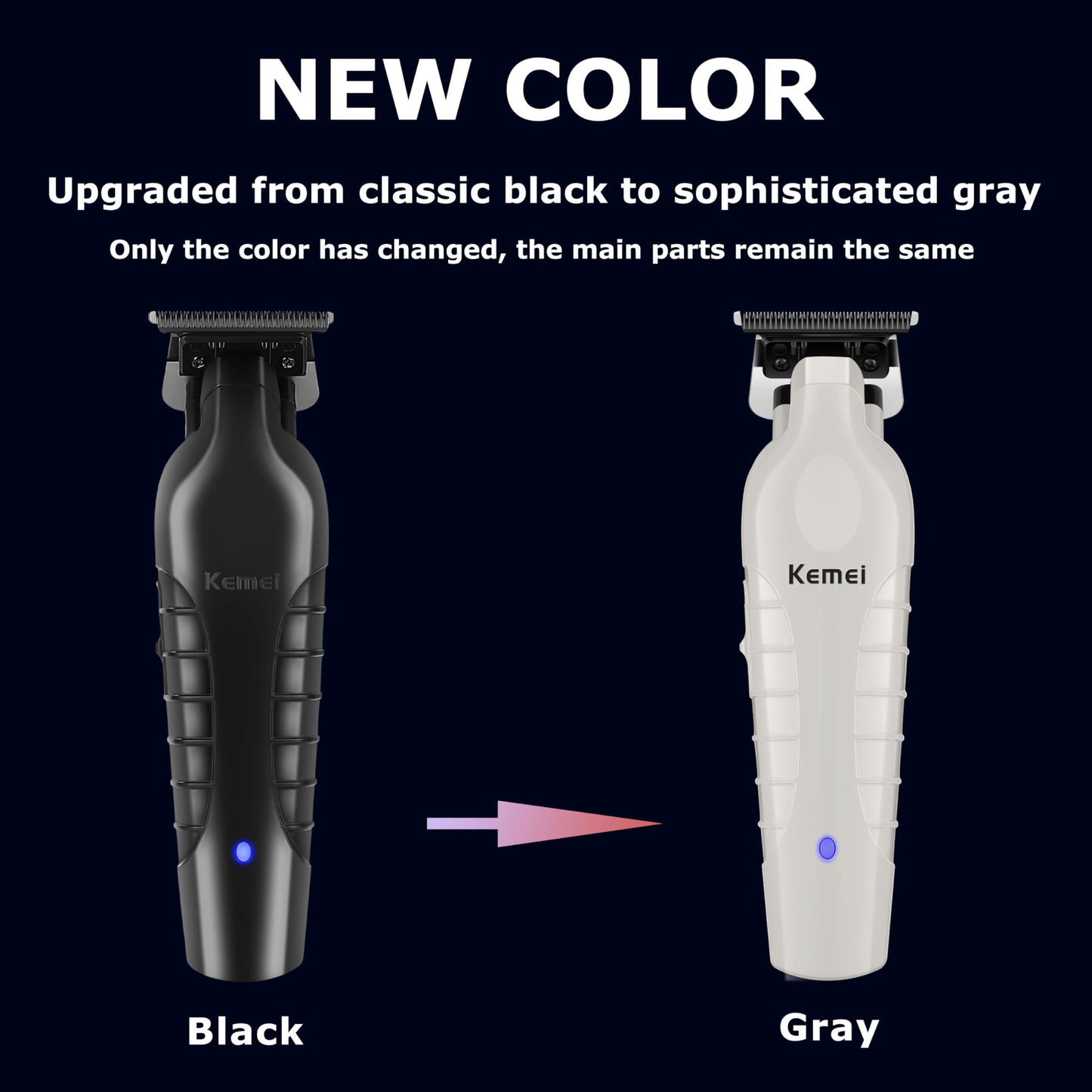 KEMEI PG2299 Beard & Hair Trimmer for Men Professional, Zero Gapped Hair Clippers for Men Cordless Trimmers for Barbers, Gray
