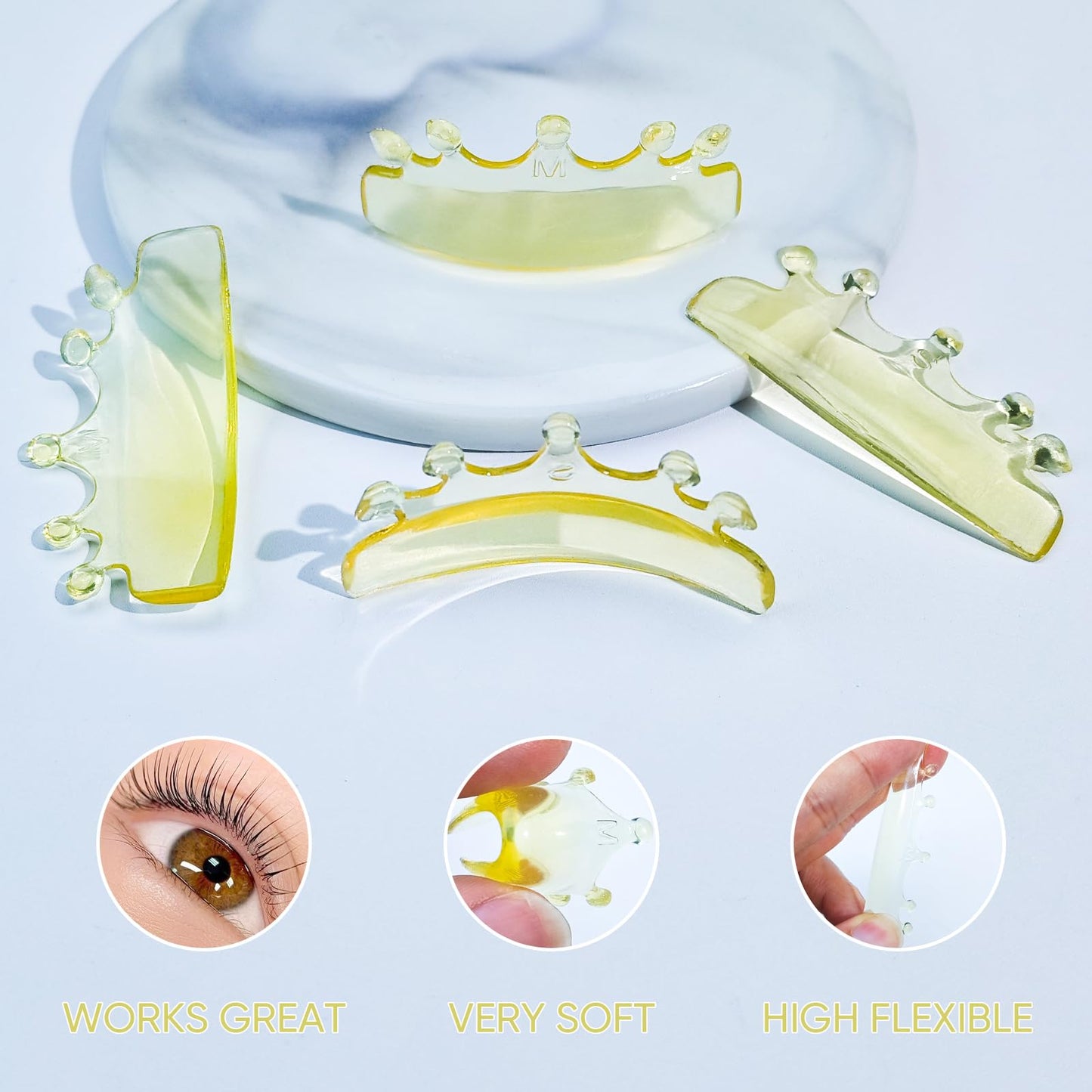 PERMANIA Lash Lift Pads, New Self-Adhesive Super Soft Lash Lift Rods Extreme Eyelash Curler Reusable (Yellow)