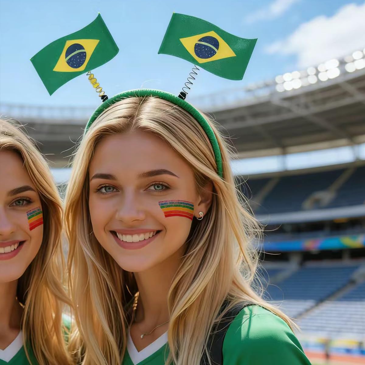 Brazilian flag flag headband and facial painting set Football fan headband for football parties Headwear accessories