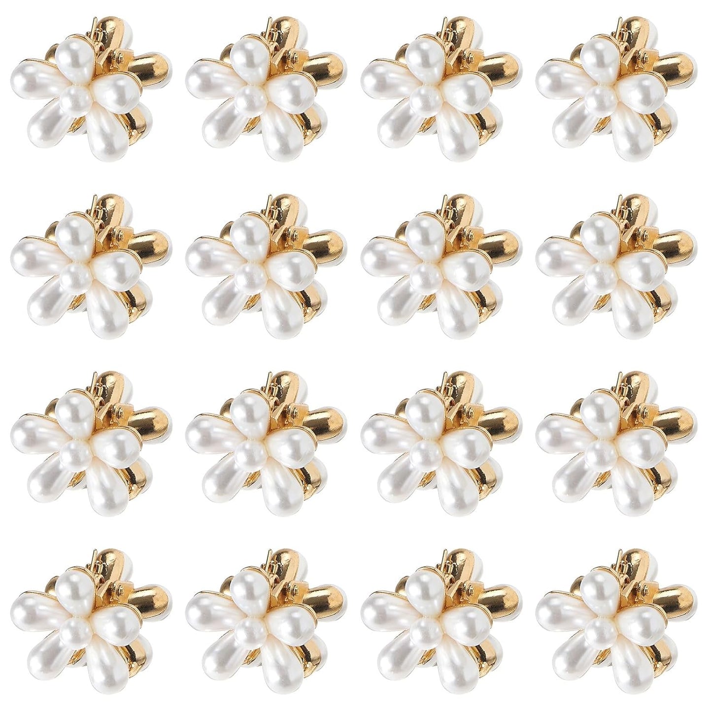 Colorful Mini Crystal Flower Hair Clips - 16PCS Non-Slip Claw Clips for Thin/Thick Curly Hair