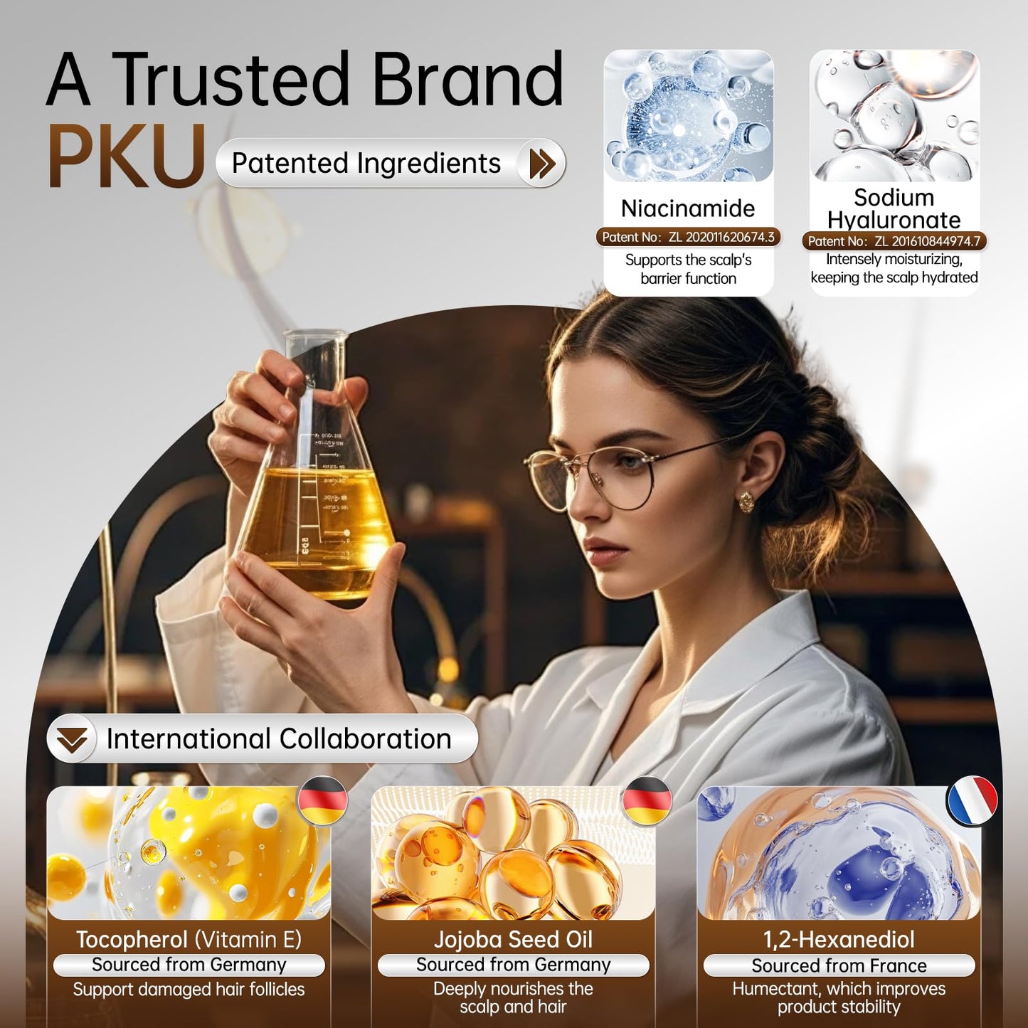 PKU Hair Growth Spray - Biotin & Rosemary Oil Hair Serum - Nourishing Scalp Care for Thinning Hair - Plant Based with Ginseng & Arborvitae for Thicker Shinier Hair - Men and Women, 60ml