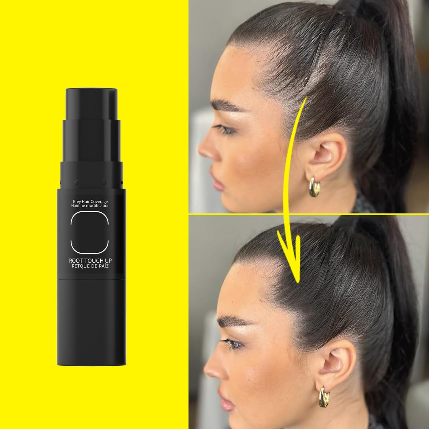 Gowwim Root Concealer Stick Instant Gray Hair Coverage & Volumizing with Brush | Covers Scalp, White Hair & Thinning Spots | Safe for All Hair Types (Brown)