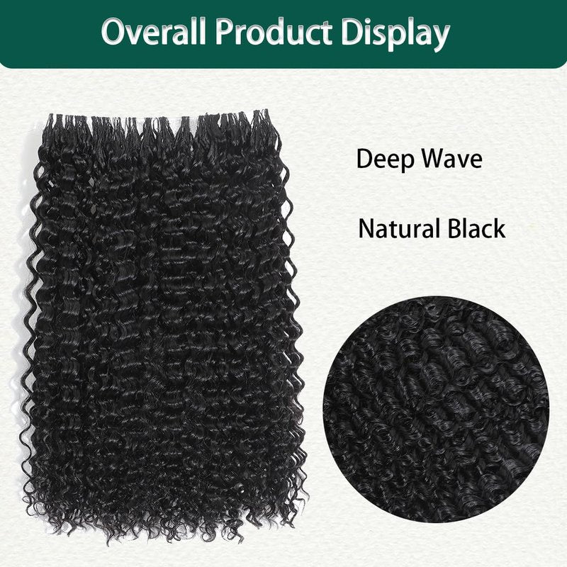 Natural Black Deep Wave Crochet Hair Extensions - 20 Inch Pre-Separated Invisible Feathers | 60g Bundles for Black Women