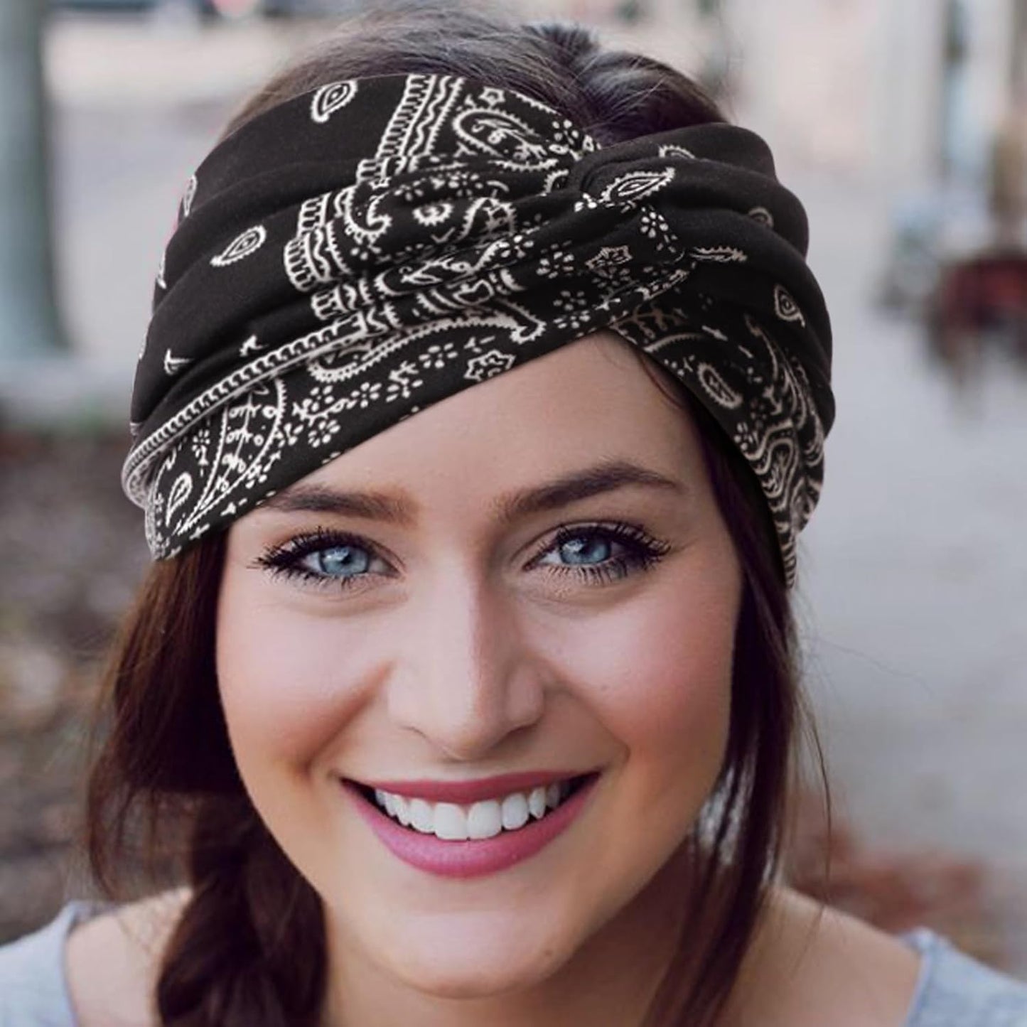 AQOKKA Extra Wide Headbands for Women Large Turban Headband Non Slip Boho Elastic Hairband Hair Twisted Knot Head Bands Accessories