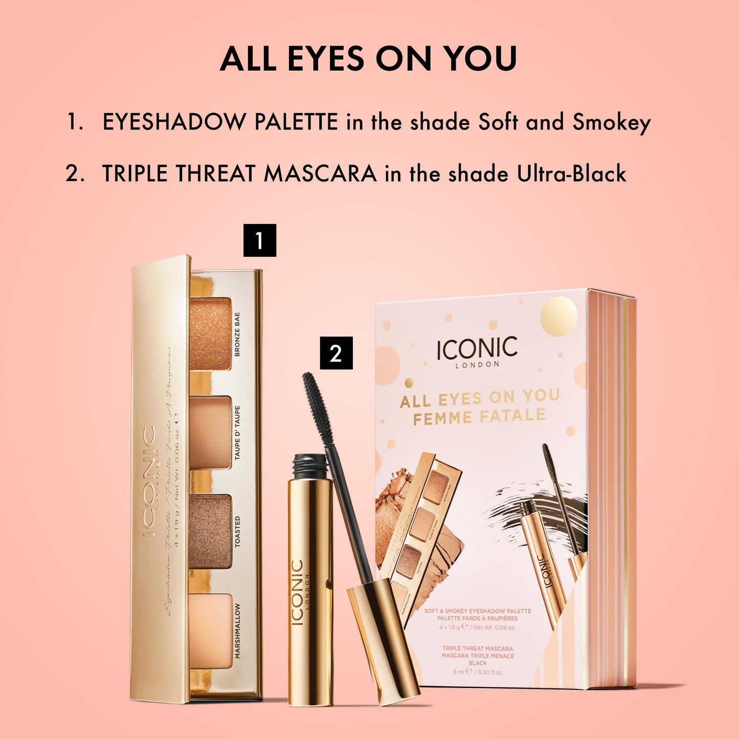ICONIC LONDON All Eyes on You Gift Set | Includes Triple Threat Mascara and Soft & Smokey Eyeshadow Palette