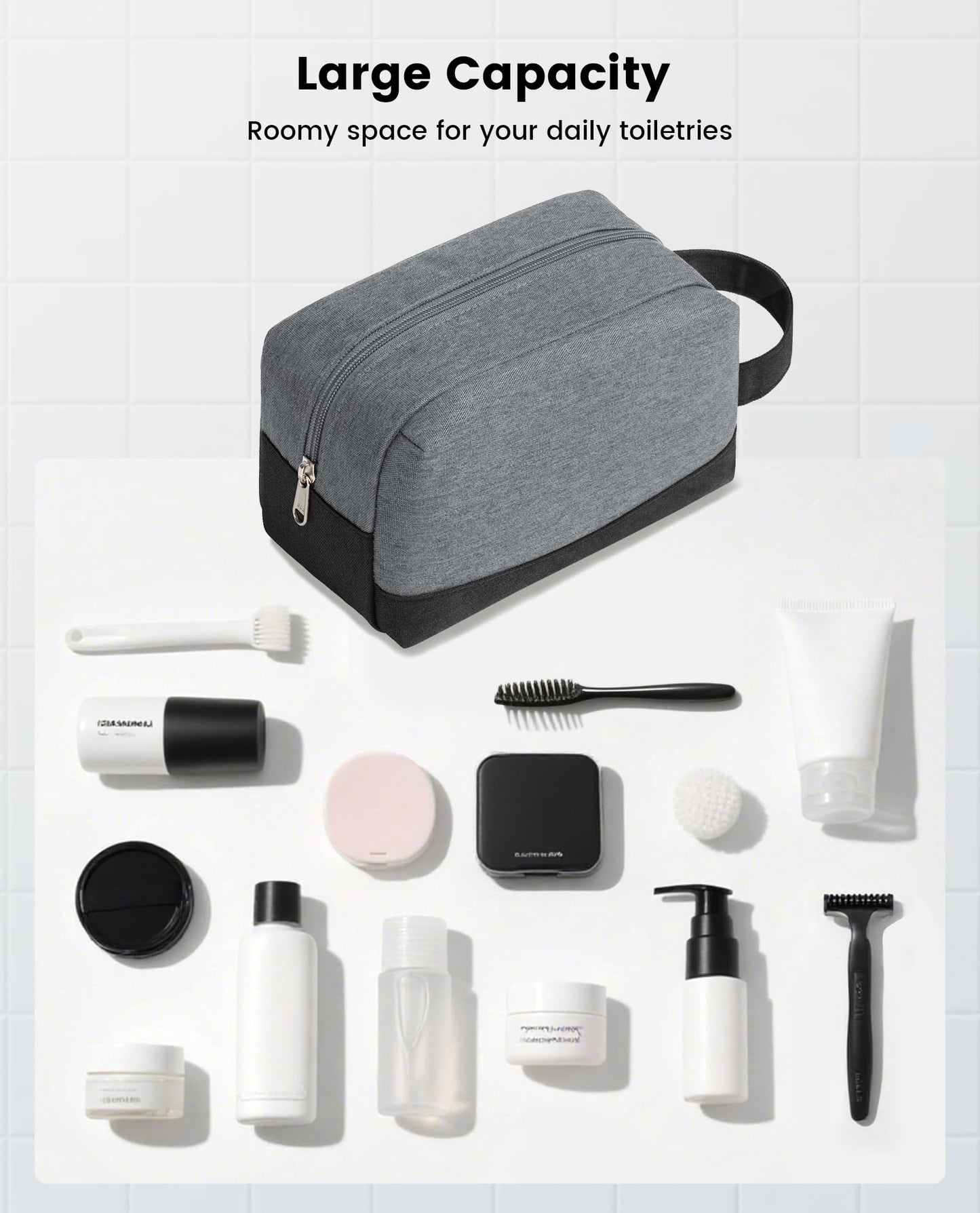Vorspack Travel Toiletry Bag - Water Resistant Toiletry Bag for Men Small Travel Bag for Toiletries, Accessories - Black