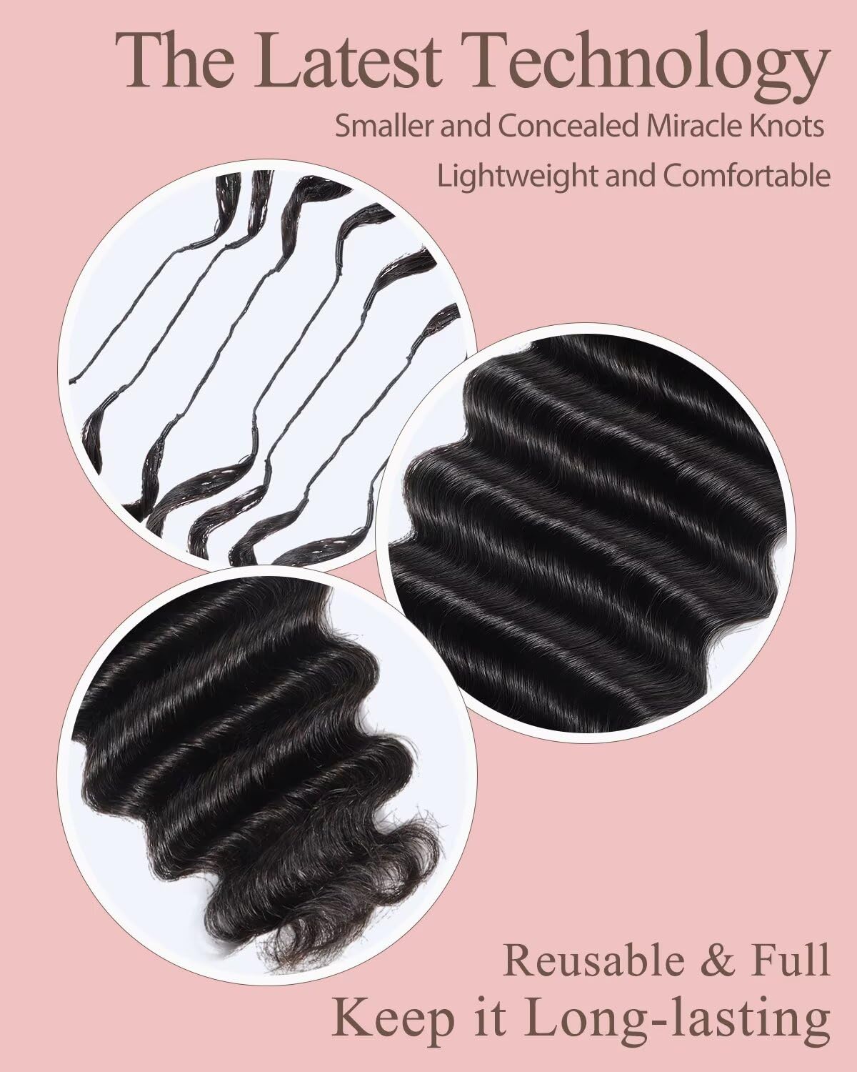 20 Inch Human Crochet Hair for Black Women, Feather Human Hair Crochet Extensions 170g 120 Strands, Magical Knots Hair Bundles, Soft Lightweight Deep Wave Texture for Protective Styles