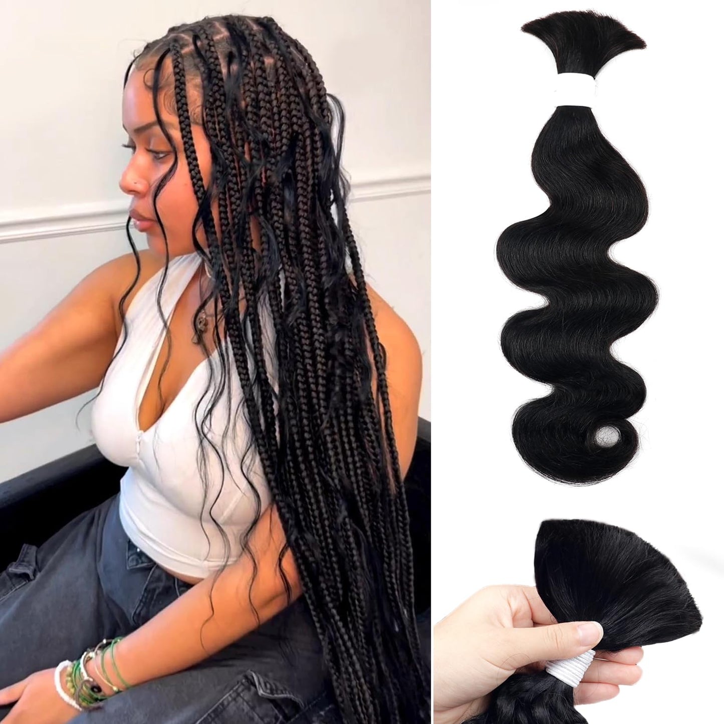 Body Wave Curly 4/27 Human Braiding Hair - 100g One Bundle for Boho Braids | 18 Inch