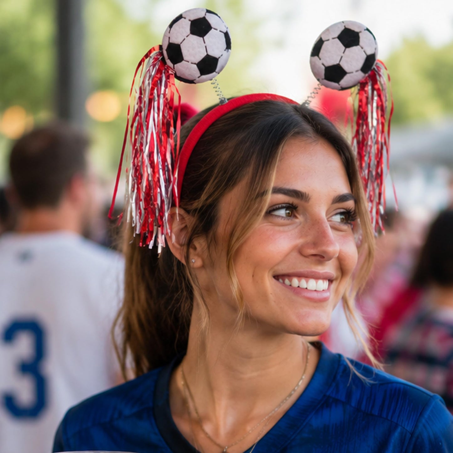 2 Pcs Soccer Elastic Headbands, Football Match Headband, Sports Themed Football Plastic Elastic Hair Accessories, Be Suitable for World Soccer Cup Party Hairband