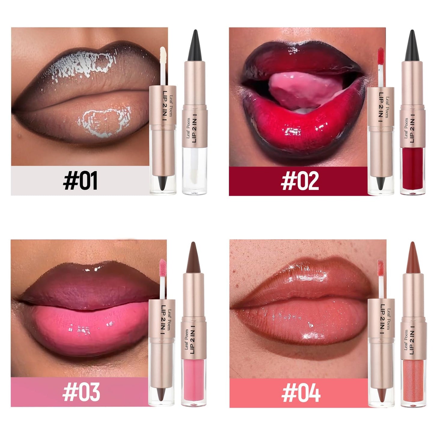 BAISEN DIARY 2-in-1 Double-Ended Matte Lip Liner & Lip Gloss Duo, Caramel Brown Nude Ombre Lip Combo Pencil, Lip Liner and Lipstick Gloss Set for Defined & Fuller Looking Lips, #06 Caramel Brown Nude