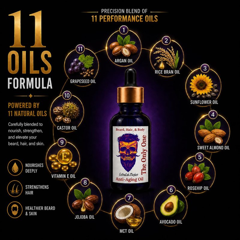 Frank SCENTS 2oz Ultra Man | Scented Beard Oils For All Men, Growth and Conditioner | Dry Flaky Dandruff skin | Oily Skin | 11 Natural Anti-Aging Oils