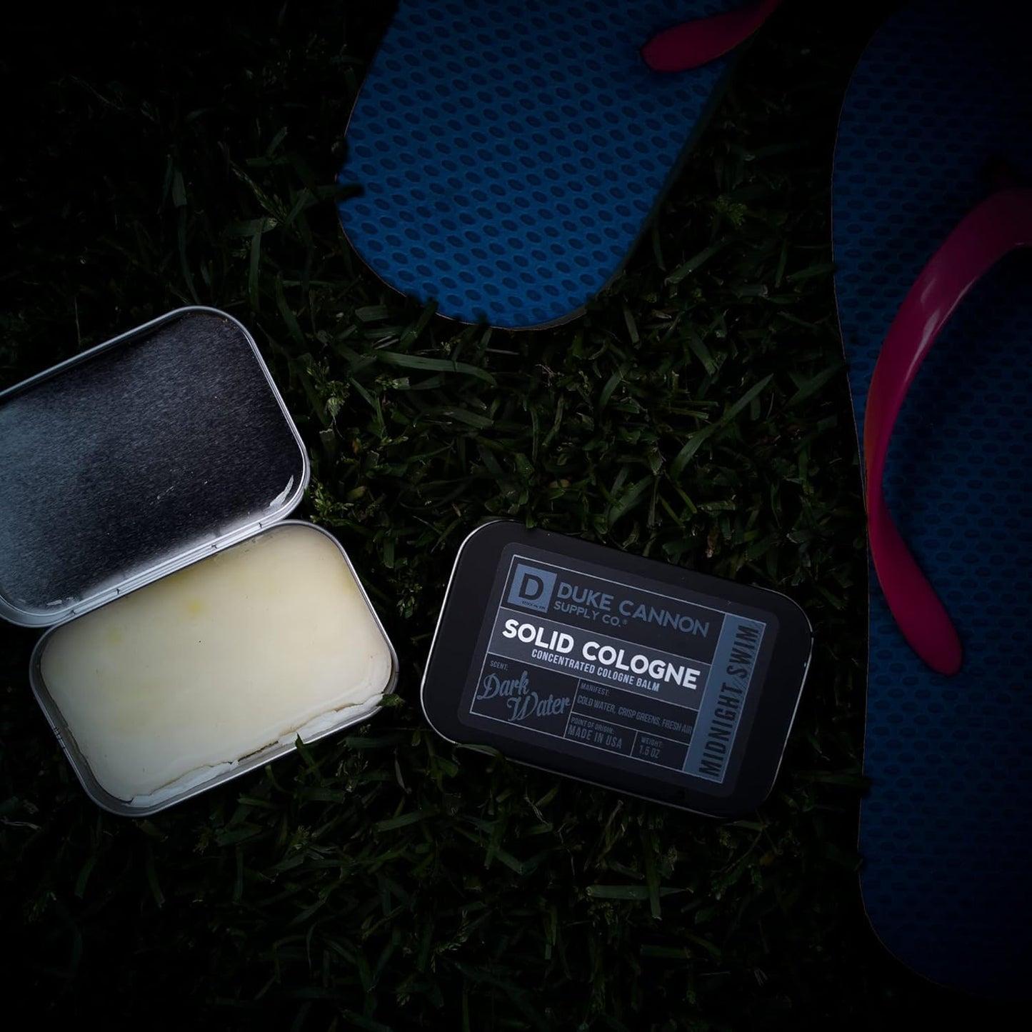 Duke Cannon Solid Cologne for Men - Midnight Swim Scent | Travel-Friendly Balm, 1.5 oz
