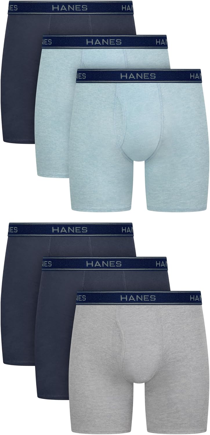 Hanes Men's Boxer Briefs - Cool & Breathable Cotton, Moisture-Wicking, No Ride-Up | 3-Pack