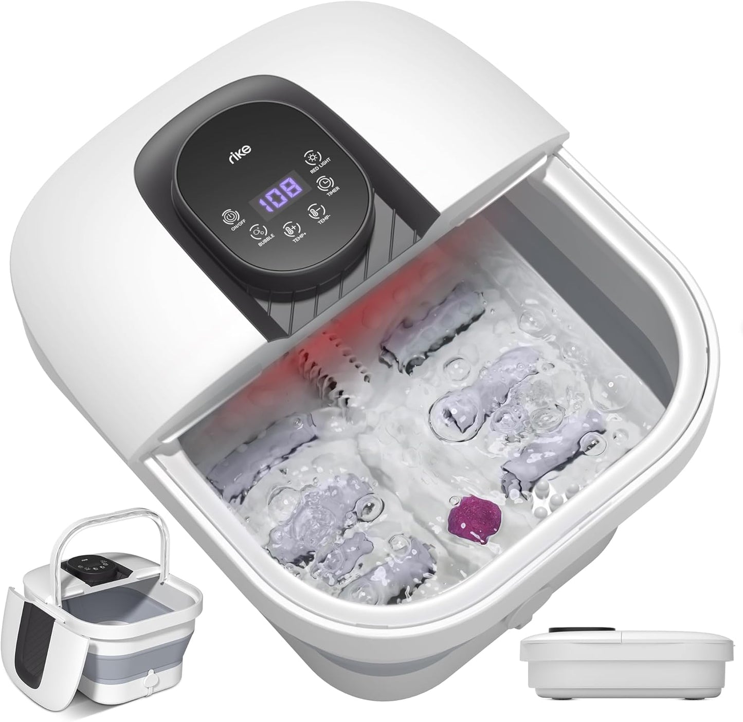 Collapsible Foot Spa - Fast Heating & Massage - 14 Temp Control, Smart Touch Screen | Space-Saving Design, Perfect Gift for Dad