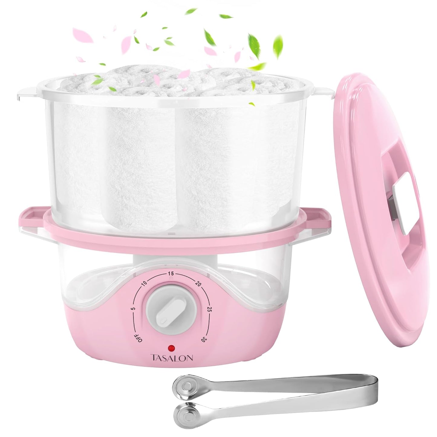 Hot Towel Steamer for Facials - Portable Warmer Heats in 5 Minutes | Fits 16 Mini Towels, Pink