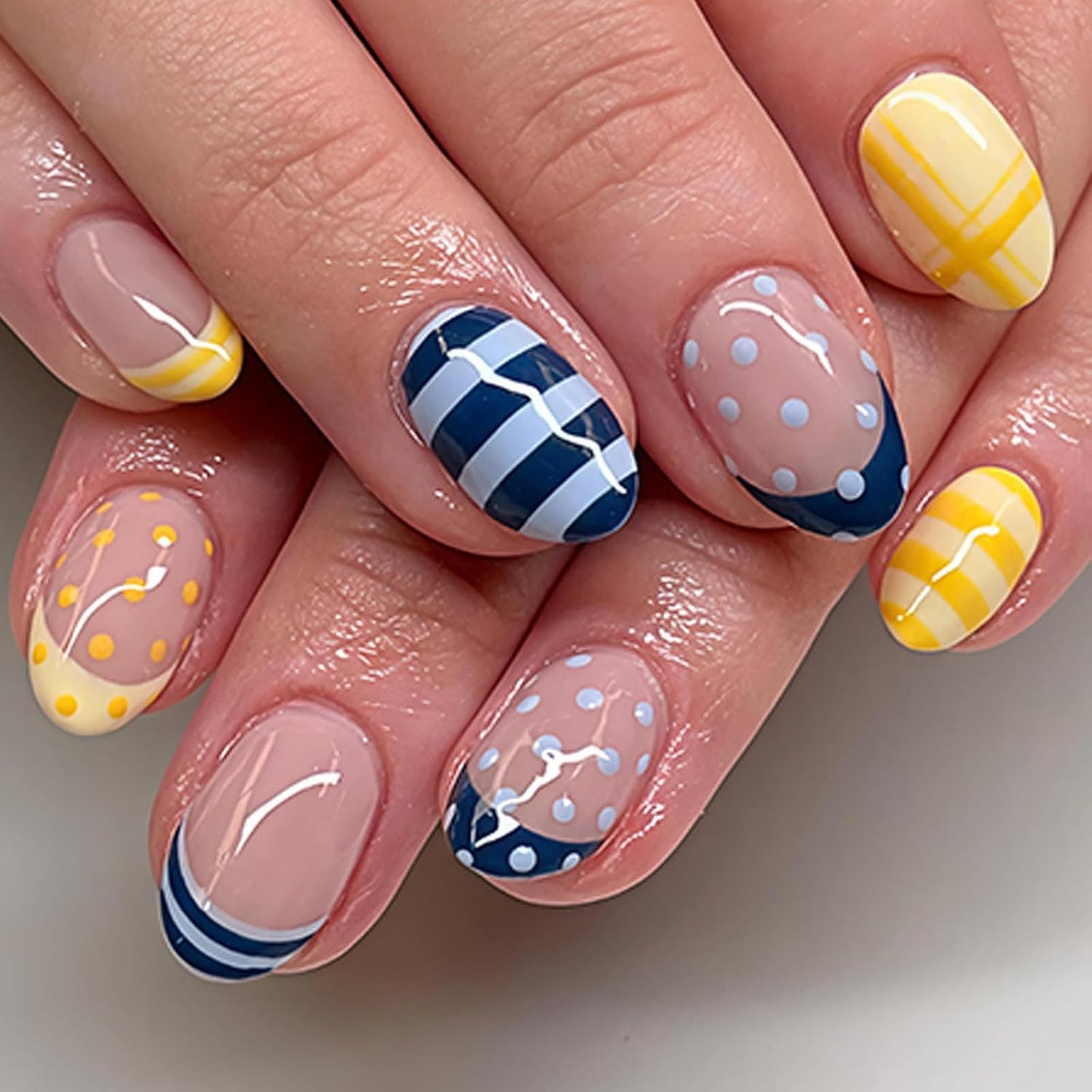 Medium Oval Press-On Nails - Glossy Summer Designs | Cute Orange, Reusable Full Cover Nails, 24 Pcs