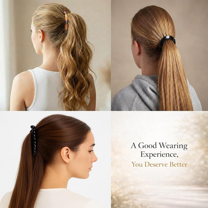 12 Pcs Banana Clips for Women - Classic Fishtail Hair Holders | Tortoiseshell, White, Clear, Black