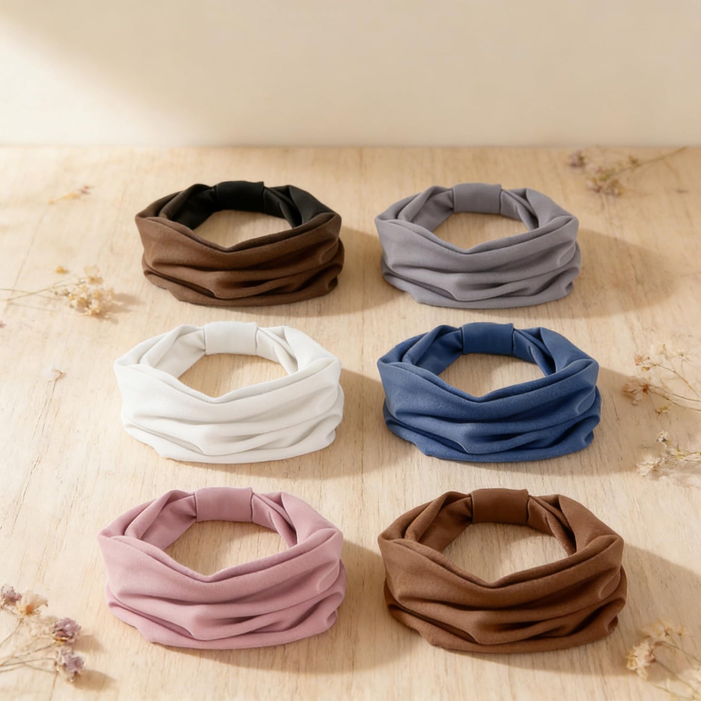 Cupeou 6PCS Headbands for Women, Wide Elastic Head Bands, Sports Stretchy Sweat Bands, Non-Slip Hair Bands, Large Knotted Soft Headband for Washing Face, Spa, Makeup, Running, Workout