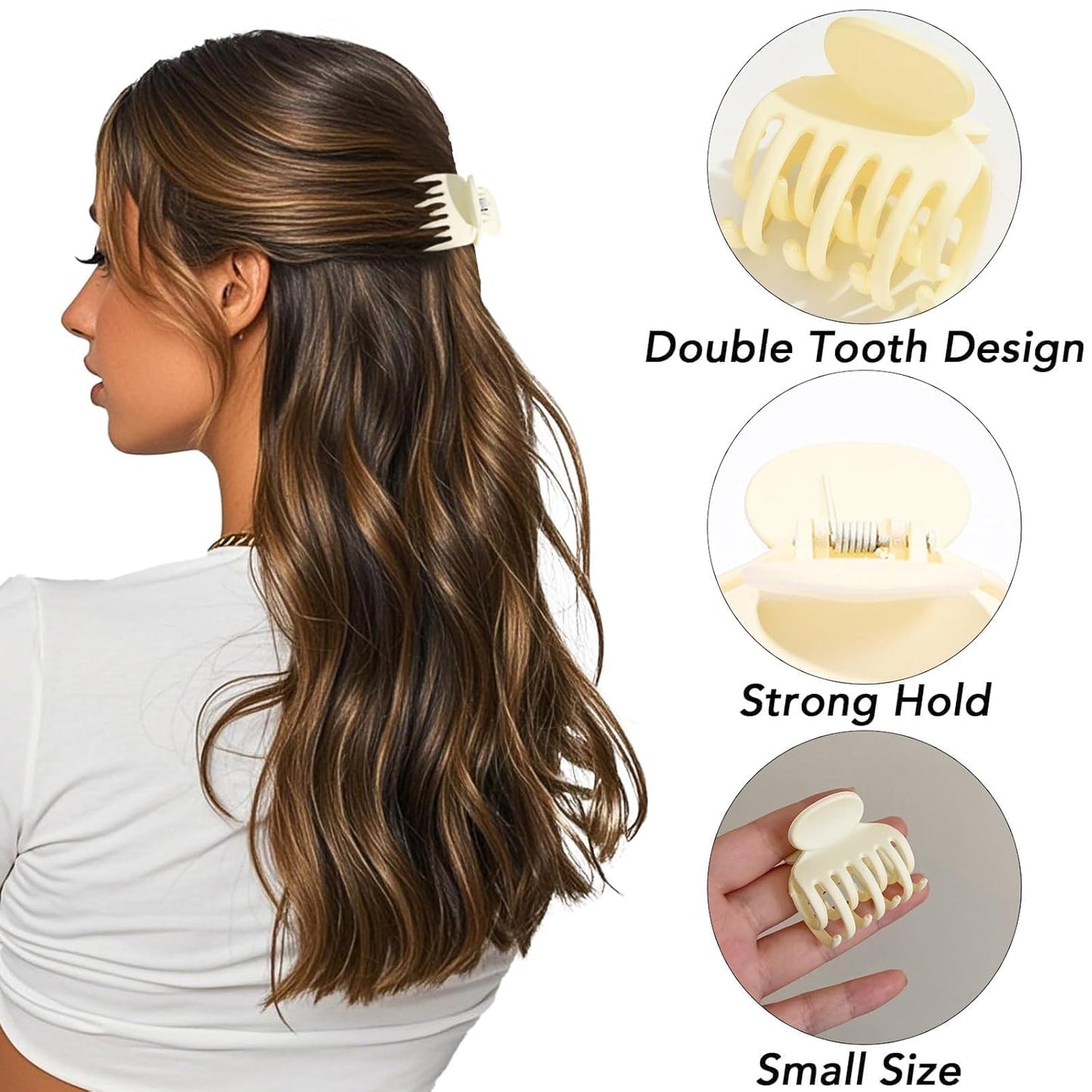 Mini Claw Clips for Thin to Medium Hair - 12 Pack 1.5 Inch Matte Jaw Clips for Women | Nonslip Styles