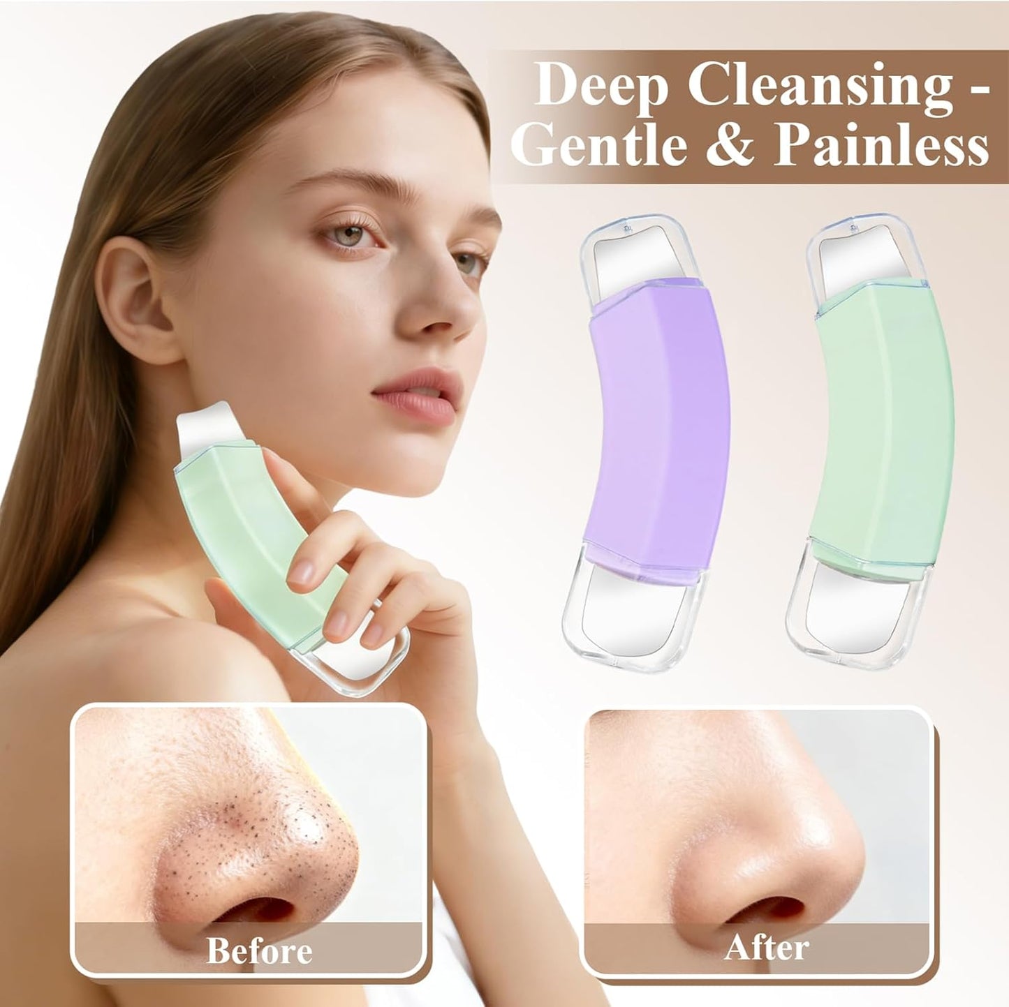 Blackhead Remover Tool Set - 2-Pack 3D Dual-End Pore Cleaner | Deep Cleansing Scraper for Nose & Face (Purple + Green)