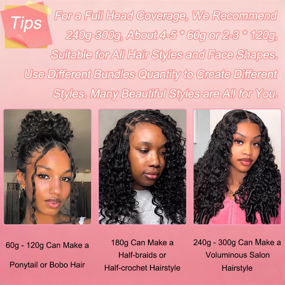 BOSDIOS Burmese Curly Crochet Human Hair for Black Women 20 Inch 120g Knotless Pre-Separated Invisible Miracle Knots Feather Crochet Human Hair Lightweight Reusable Hair Extensions Natural Color